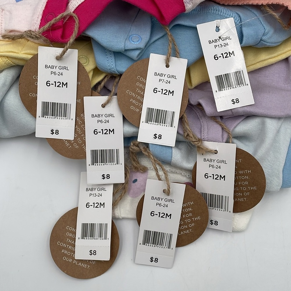 Baby Girl Eco-friendly Organic Cotton Short Sleeve Onesies - 7 outfits - 6-12M‎ - Picture 10 of 12